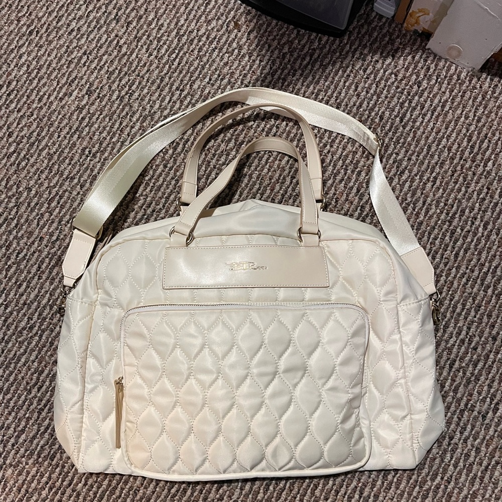 Never used - Cream Quilted Weekend Travel Duffel Bag